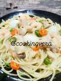 Spaghetti Udang Ayam Kuah Mie Celor khas Palembang