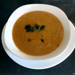 A picture of My thick Celeriac and Aubergine Soup.