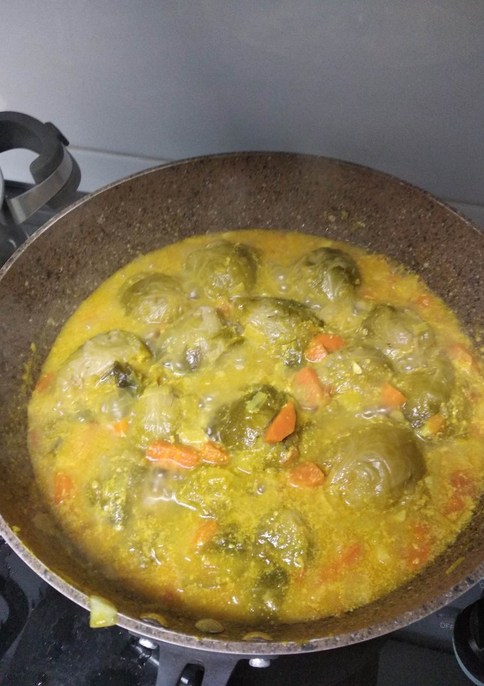 Una foto de Coles de bruselas al curry