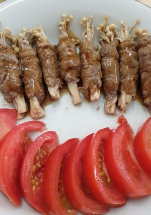 Foto resep Enoki Beef Roll Teriyaki Sauce