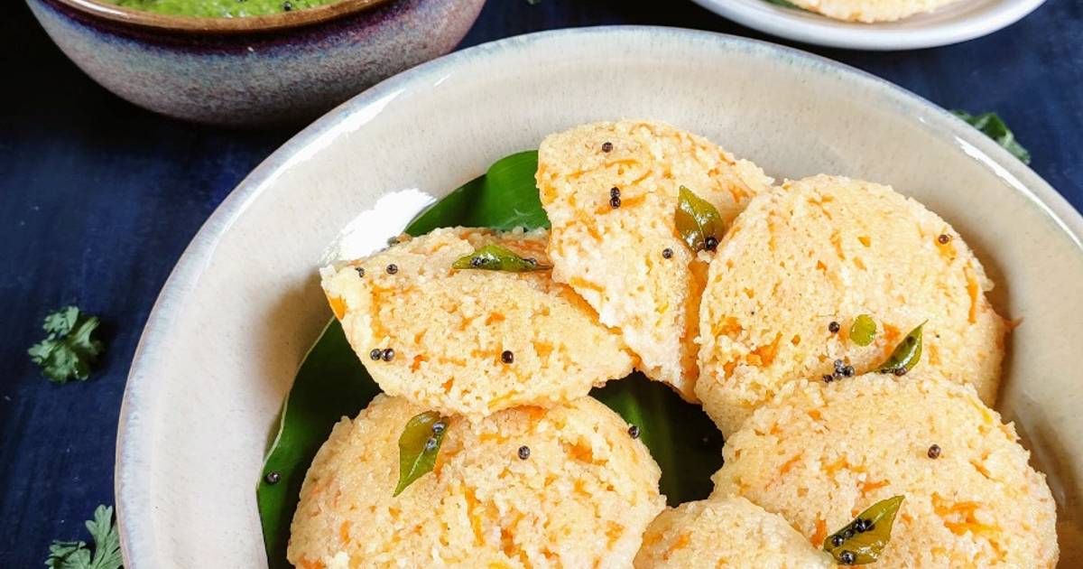 Carrot Idli with coriander coconut chutney Recipe by Swati Cookpad