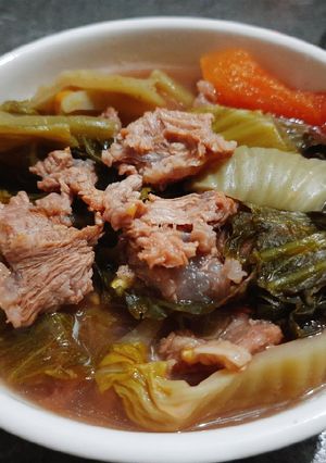 Hình của món Canh cải chua thịt bò.