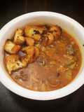 Sopa de Carne y Vegetales con Pan Frito