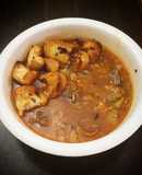 Sopa de Carne y Vegetales con Pan Frito