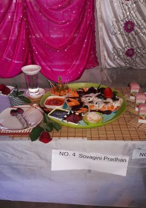 A picture of Odia sweet dahi vada and aalu dum.