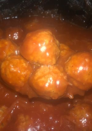 A picture of Crock pot meat balls.