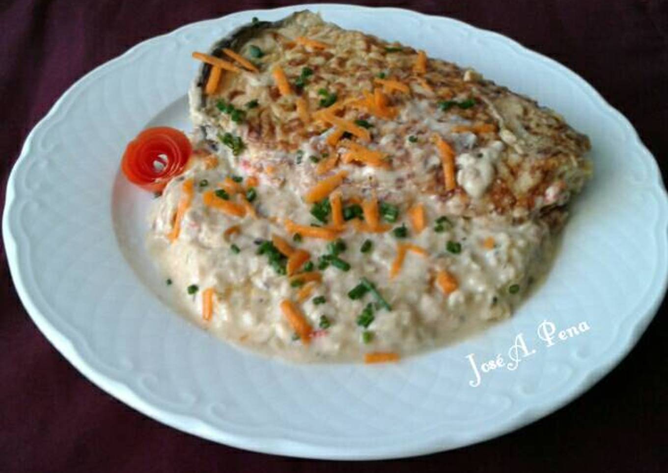 📌Berenjenas rellenas de verduras rústicas, solomillo y bechamel