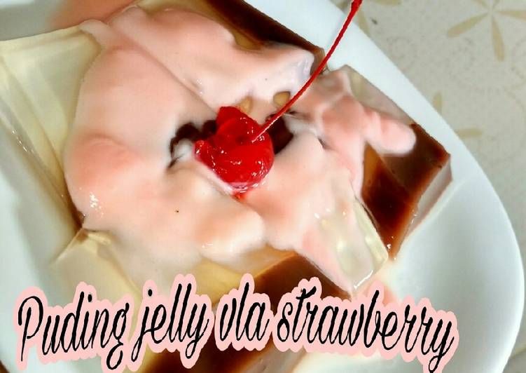 Cara Gampang Membuat Puding jelly vla strawberry Sederhana