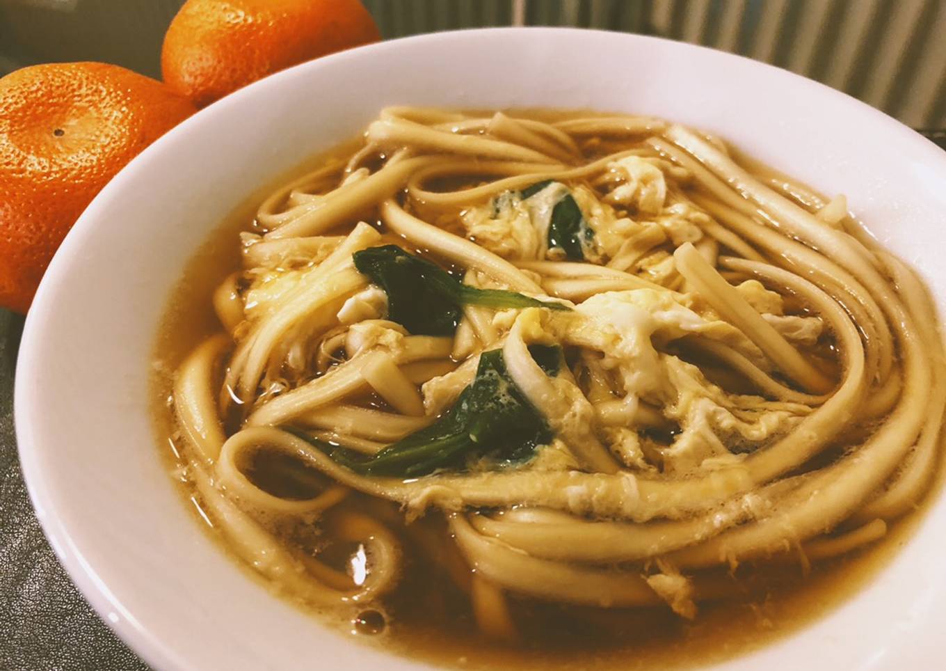 Japanese Udon with spinach and eggs