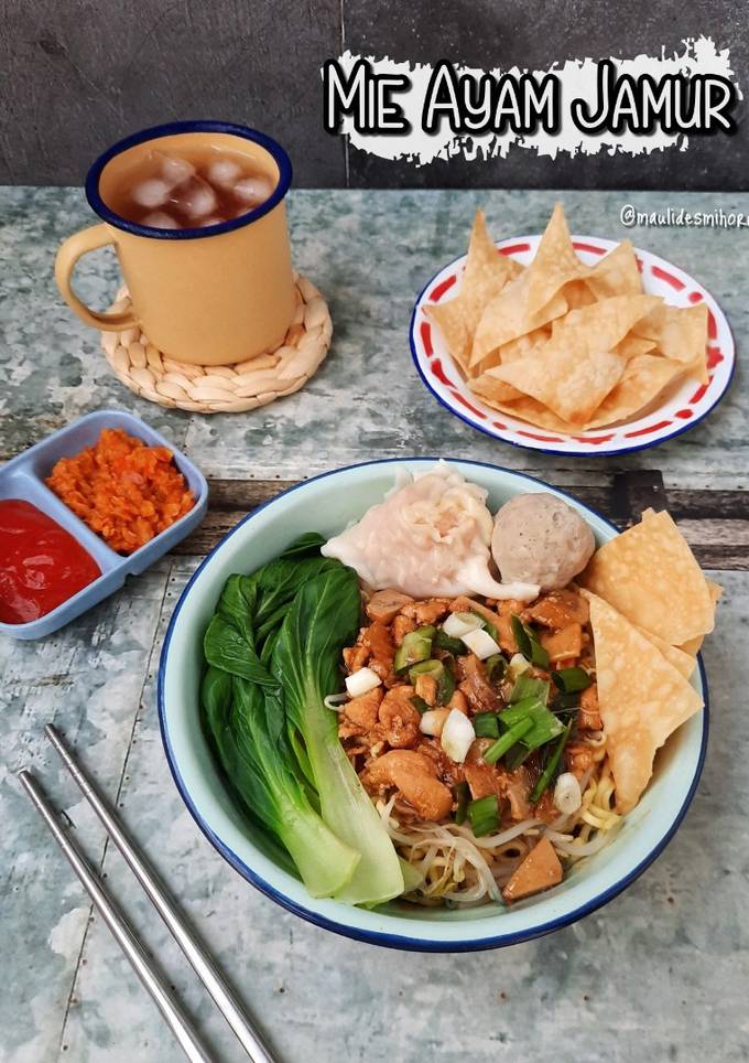 Resep Mie Ayam Jamur + (pangsit rebus) oleh Ibu Malka - Cookpad