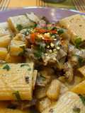 Paccheri Rigati with Potatoes, Sausage, and Porcini Mushrooms