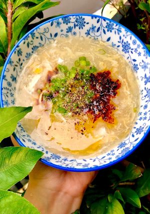 Hình của món Soup bắp - gà xé.