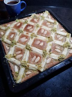 صورة لوصفة بسبوسة كاروهات