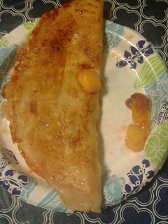 A picture of Fruit filled crepe-ala-pancake lol.