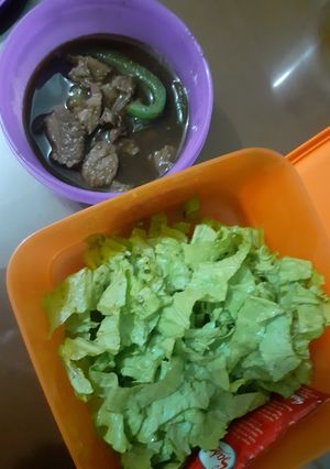 Foto resep Beef teriyaki without oil with watercress