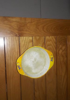 Hình của món Cháo xúp lơ và thịt thăn lợn.