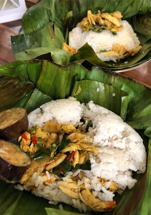 Foto resep Nasi Bakar Isi Ayam Suwir Kemangi