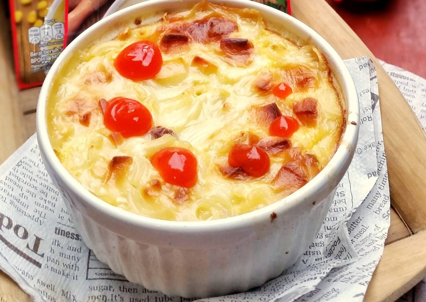 Macaroni Schotel dengan Sup Krim Instan