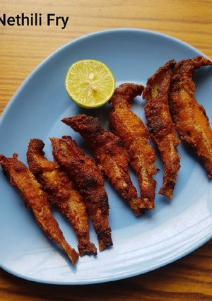 A picture of Nethili(Anchovies)Fish Fry.