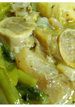 A picture of Beef Tendon Soup with vegetables / Nilaga / Bone Broth.