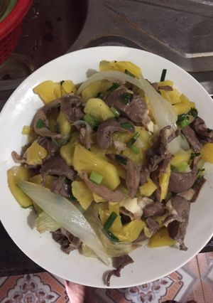 Hình của món Tim lợn xào thơm.