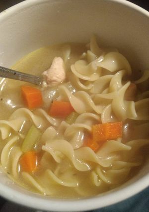 A picture of Scain's comfort chicken noodle soup for crockpot.