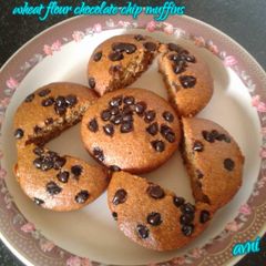 A picture of Wheat flour chocolate chip muffins.