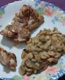 Contramuslos con champiñones al ajillo