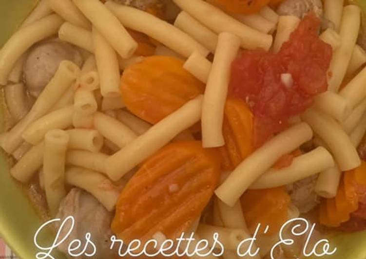 Saucisses De Toulouse Pates Et Tomate De Les Recettes D Elo Cookpad