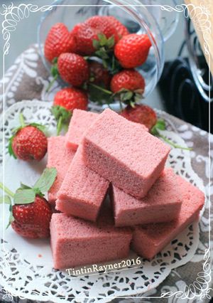 Foto resep Ogura Cake Strawberry Yoghurt Cottony Cake with Fresh Strawberry