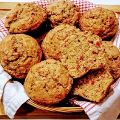 A picture of Brandied Cranberry Orange Marmalade Muffins.