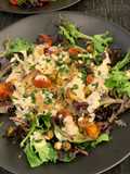 Roasted Tofu with Chickpeas, Tomatoes and Tahini