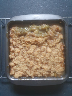 A picture of Rhubarb and Apple Crumble.