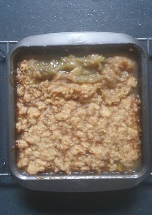 A picture of Rhubarb and Apple Crumble.