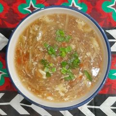 A picture of Hot and sour soup.