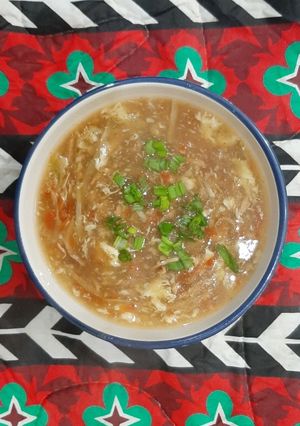 A picture of Hot and sour soup.