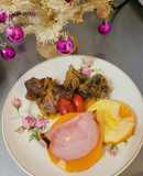 Cuadril a la olla con calabazas al horno