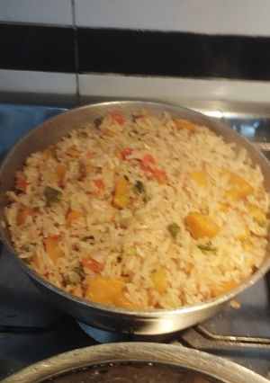 Una foto de ARROZ DE AHUYAMA Y REPOLLO