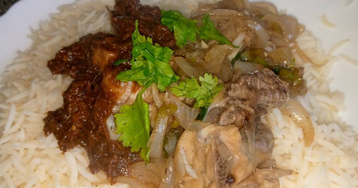 Basmati rice and stew with chicken source girki daga Khulsum Kichin And