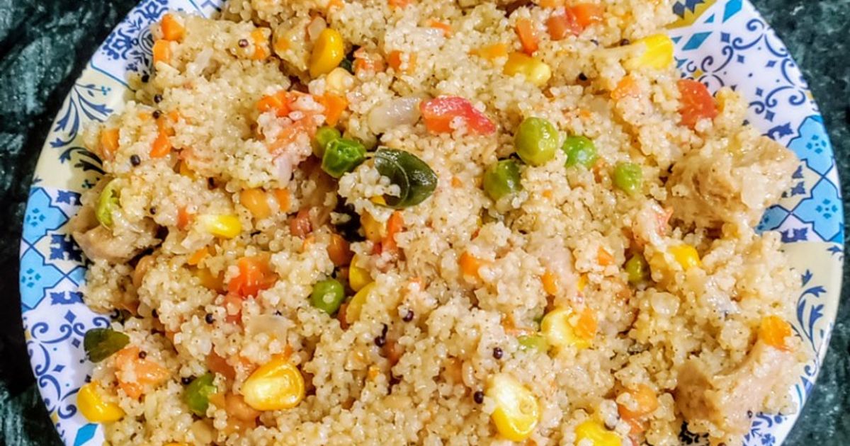 Samak Rice, Soya Chunks, Veggies Upma (High Protein Low Calorie) Recipe ...