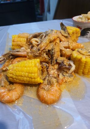 Foto resep Bancakan seafood saus telor asin