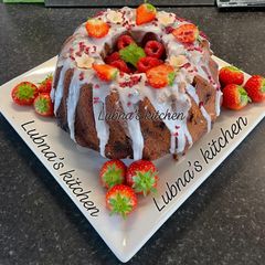 A picture of Lemon, Strawberry Bundt Cake:.