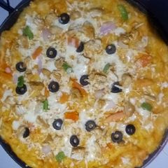 Homemade Chicken Tikka Pizza A picture of Homemade Chicken Tikka Pizza.