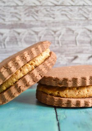 A picture of Chocolate PB Sandwich Cookies.