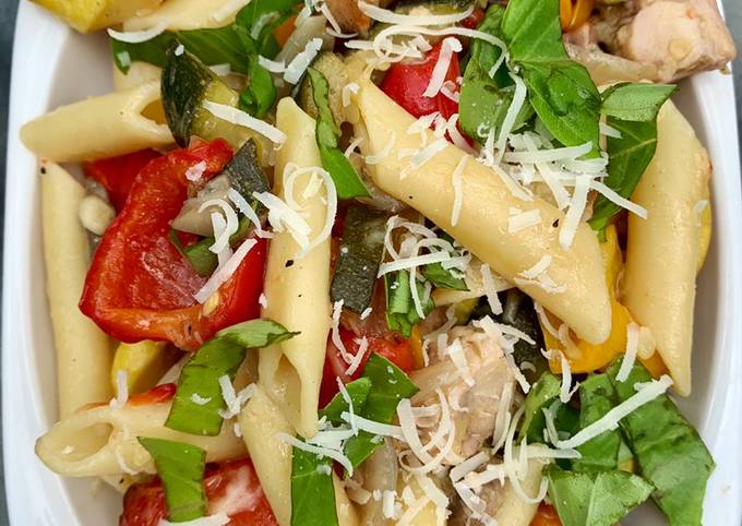 Simple Way to Make Super Quick Homemade Grilled Summer Veggie Pasta with Chicken