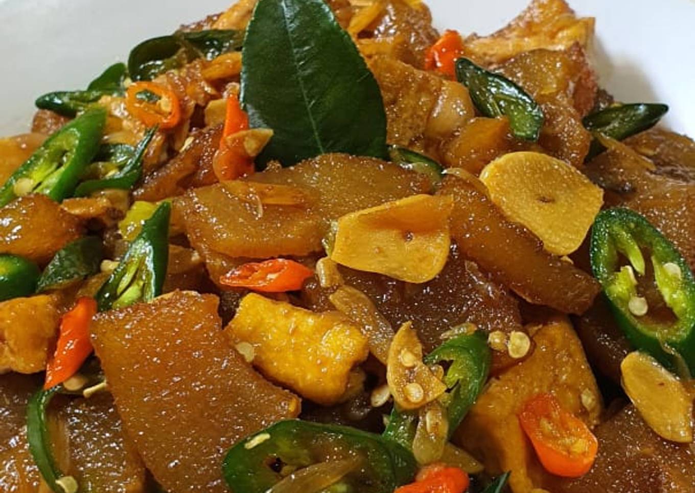 Oseng Kikil Kecap Cabe Ijo Pedas