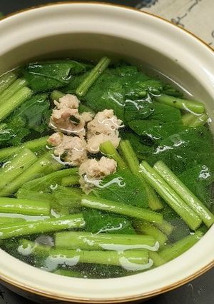 Hình của món Canh cải ngọt nấu thịt xay.