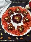 Carrot Beetroot Halwa in Heart Shape