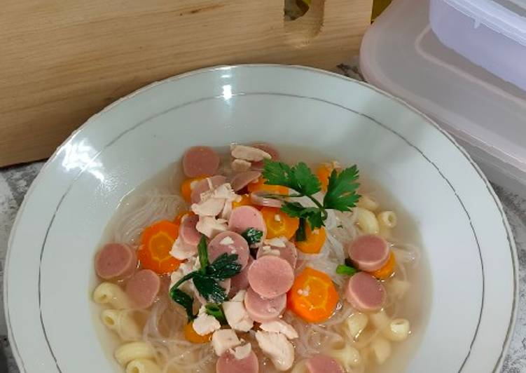 Cara mudah Membuat Sup Ayam Bihun Macaroni Lezat