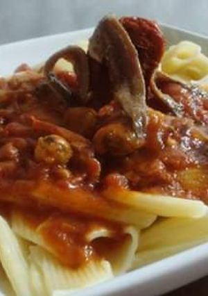 Una foto de Pennes con Tuco de mejillones y anchoas